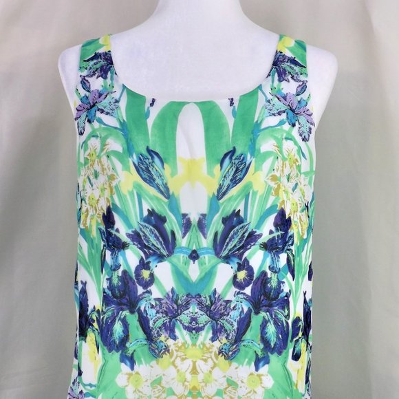 Betsey Johnson Exotic Design Print Sheer w Lining Semi-Fit Sleeveless Tank Top 4 - Picture 6 of 16